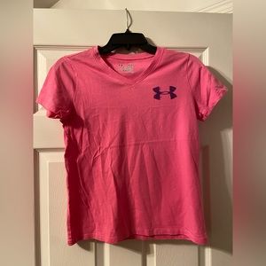 Under Armour “i’ll give you A HEAD START” Graphic Tee Girls Youth Large Pink